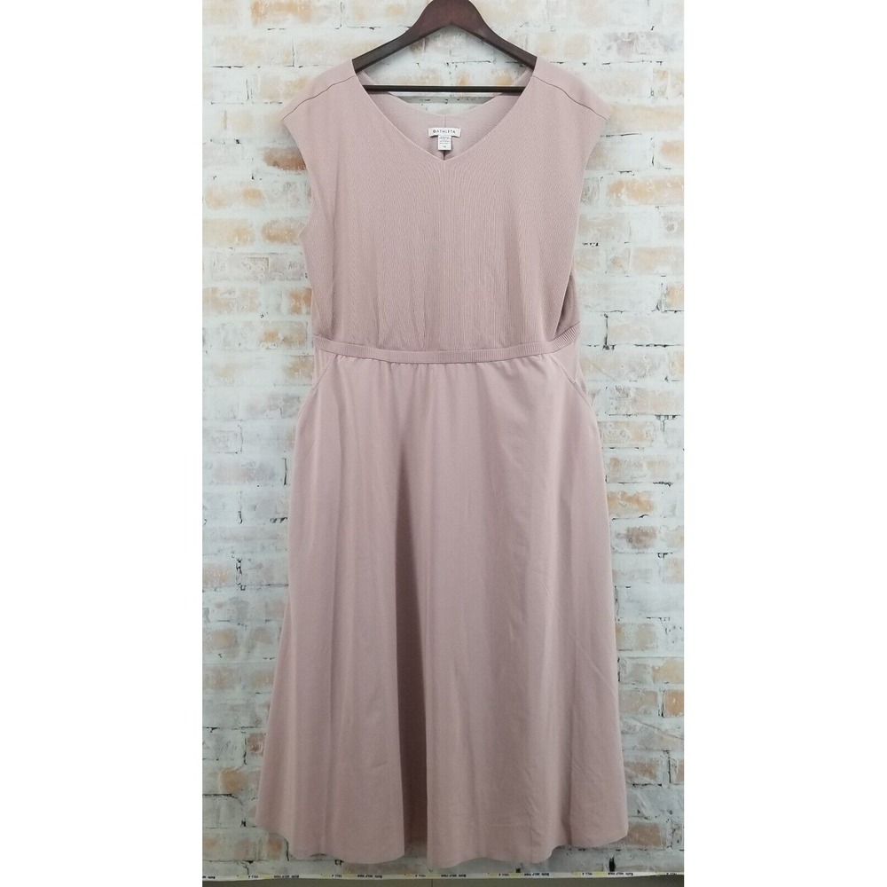 Athleta Ryder Dress Size 2X Midi Smoked Mauve Women's Lightweight Pockets